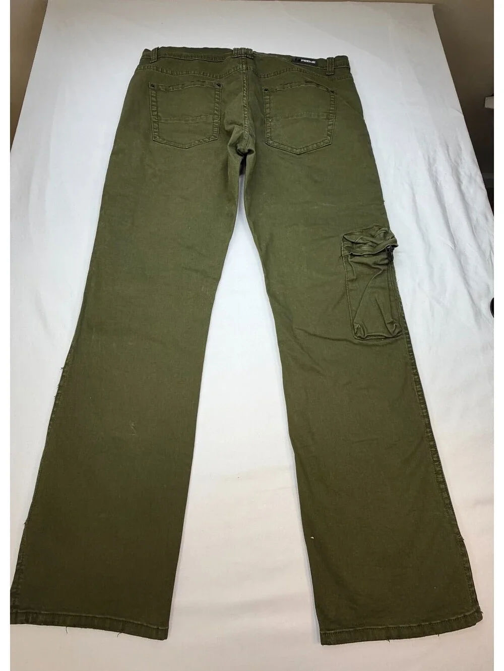 Preme Men's Jeans Straight Mid Rise Denim Cargo Pocket Solid Size 40 Green